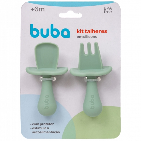 Kit Talheres Buba Silicone Verde