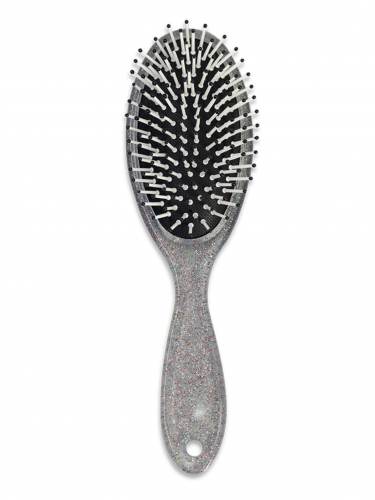 Escova Cabelo Oval Prata Glitter Santa Clara