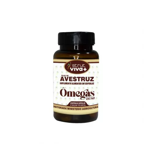 Óleo De Avestruz 1000Mg 60 Capsulas ÔMEGAS 3,6,7e 9