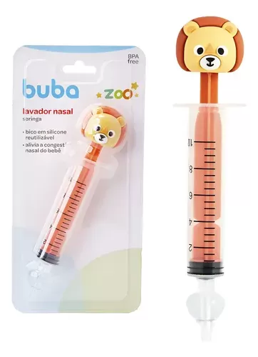 Buba Seringa p/ Lavagem Nasal 10mL Zoo Leao Bico Silicone