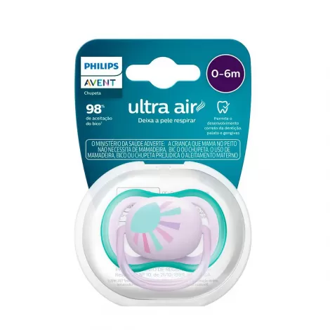 Chupeta Avent Ultra Air arco iris 0-6 Deco Rosa