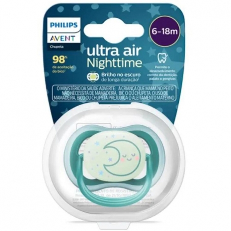 Chupupeta Avent Ultra Air 6-18 meses universal Deco Noturna Verde