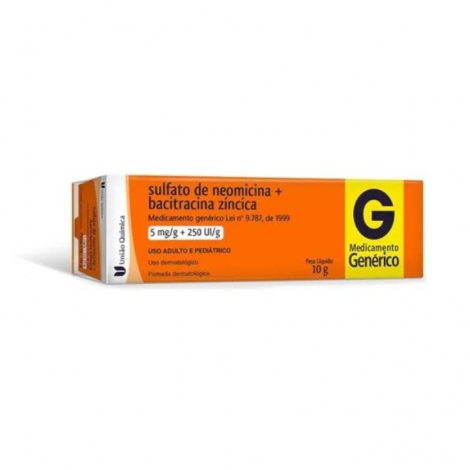 Sulfato de Neomicina 5mg + Bacitracina 250UI Pomada 15g União Química Genérico