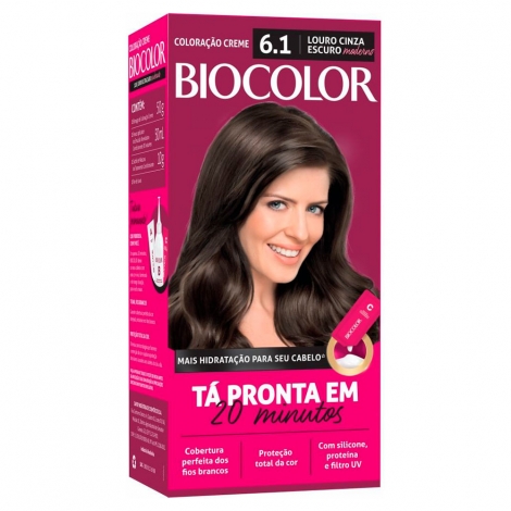 Kit Tintura Biocolor Mini Louro Cinza Escuro 6.1 50g