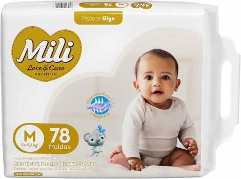 Fralda Mili Love Care Premium Giga M 78 unidades
