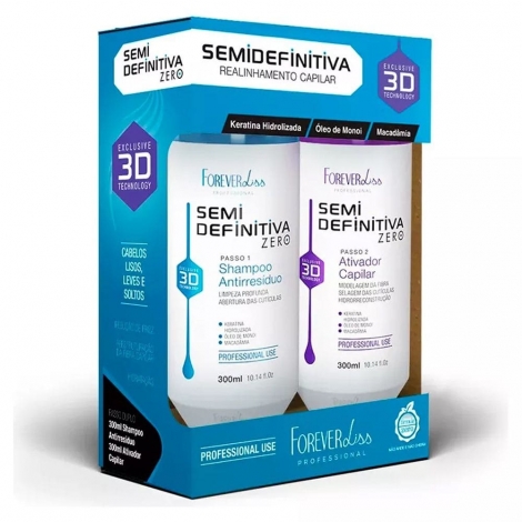 Semi Definitiva ForeverLiss Kit Shampoo antiresiduos e Ativador Capilar 300Ml