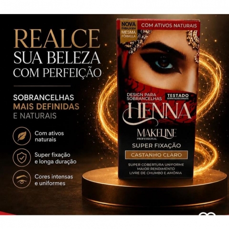 Henna Makeline 1,5G Castanho Claro+10Ml