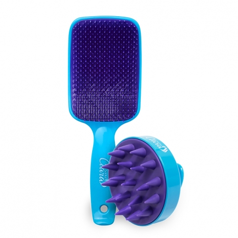 Kit Escovas Color Flex + Massageadora Azul Bebê e Roxa - Santa Clara