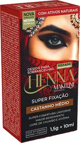 Henna Makeline 1,5G Castanho Medio+10Ml