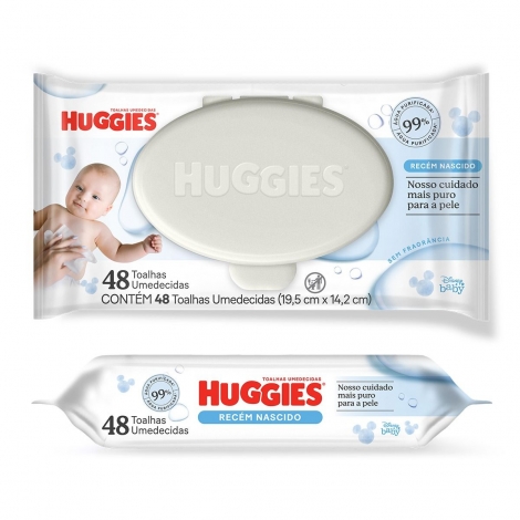 Lenços Umedecidos Huggies Puro e Natural 48 Unidades