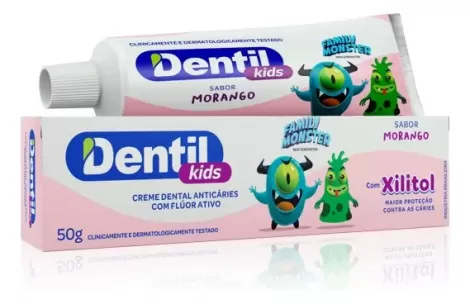 Creme Dental Infantil Morango Flúor E Xilitol Dentil Kids