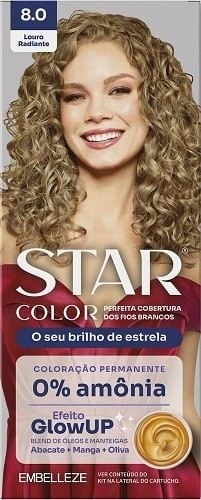 Tinta Star Color sem amonia 8.0 Louro Radiante