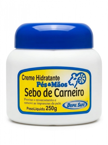 CREME SEBO DE CARNEIRO PARA PES E MAOS 250g Depil Safe
