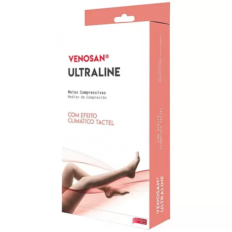 Meia de Compressão Venosan Ultraline 4000 comp 20-30 AT pé aberto Bege Tam P meia calça