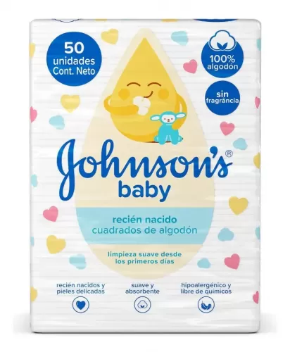 Algodao J&J Baby com 50unidades - Quadradinho