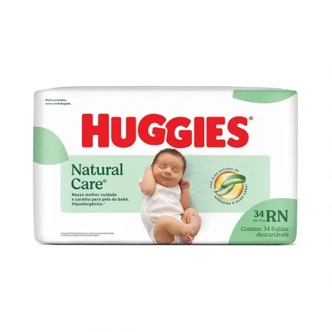 Fralda Descartável Huggies Natural Care Disney Baby RN 34 Unidades