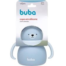 Buba Copo em Silicone infantil com Canudo - Ursinho Azul