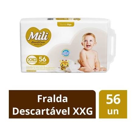 Fralda Descartável Mili Love & Care Giga XXG 56 Unidades