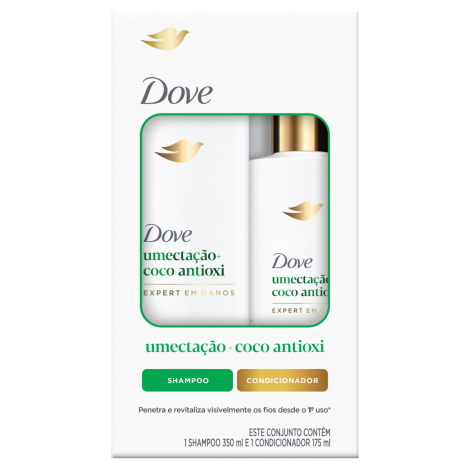 Kit Dove Shampoo 350ml + Condicionador 175ml Umectacao+Coco Antioxi