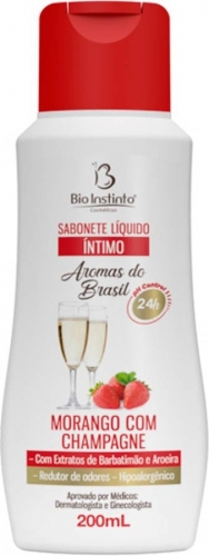 SABONETE LIQUIDO INTIMO MORANGO COM CHAMPAGNE 200 ML BIO INSTINTO