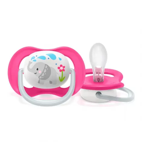 Chupeta Avent Ultra Air 6-18 Meses Menina Rosa Elefante