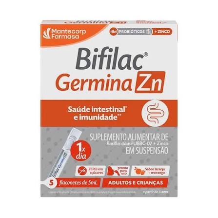 Bifilac Germina ZN 4Bi 5Ml 5 flaconetes Laranja/Morango