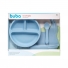 Buba Kit Refeição Em Silicone Azul com prato com ventosas, colher e babador